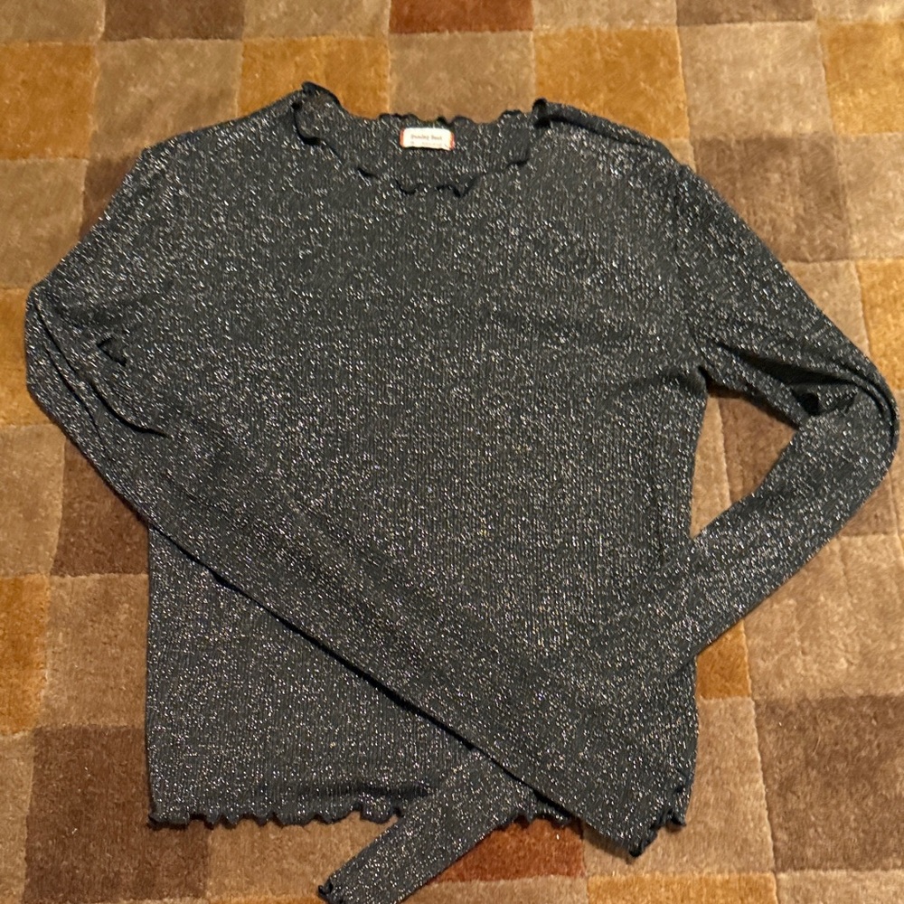 Aritzia Sparkly Long Sleeve Top - Black